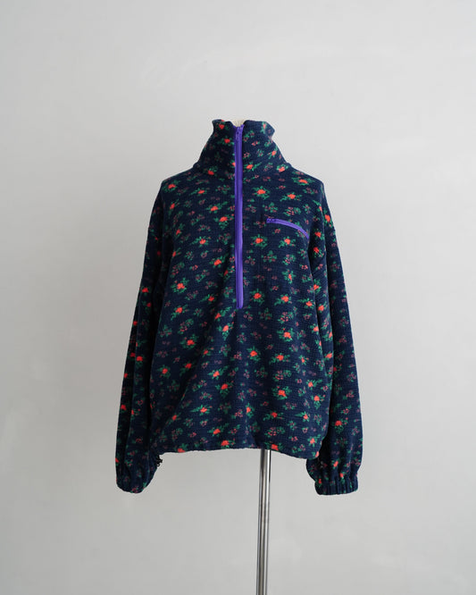 Flower Half-Zip Jacket / NAVY -11月25日発送-