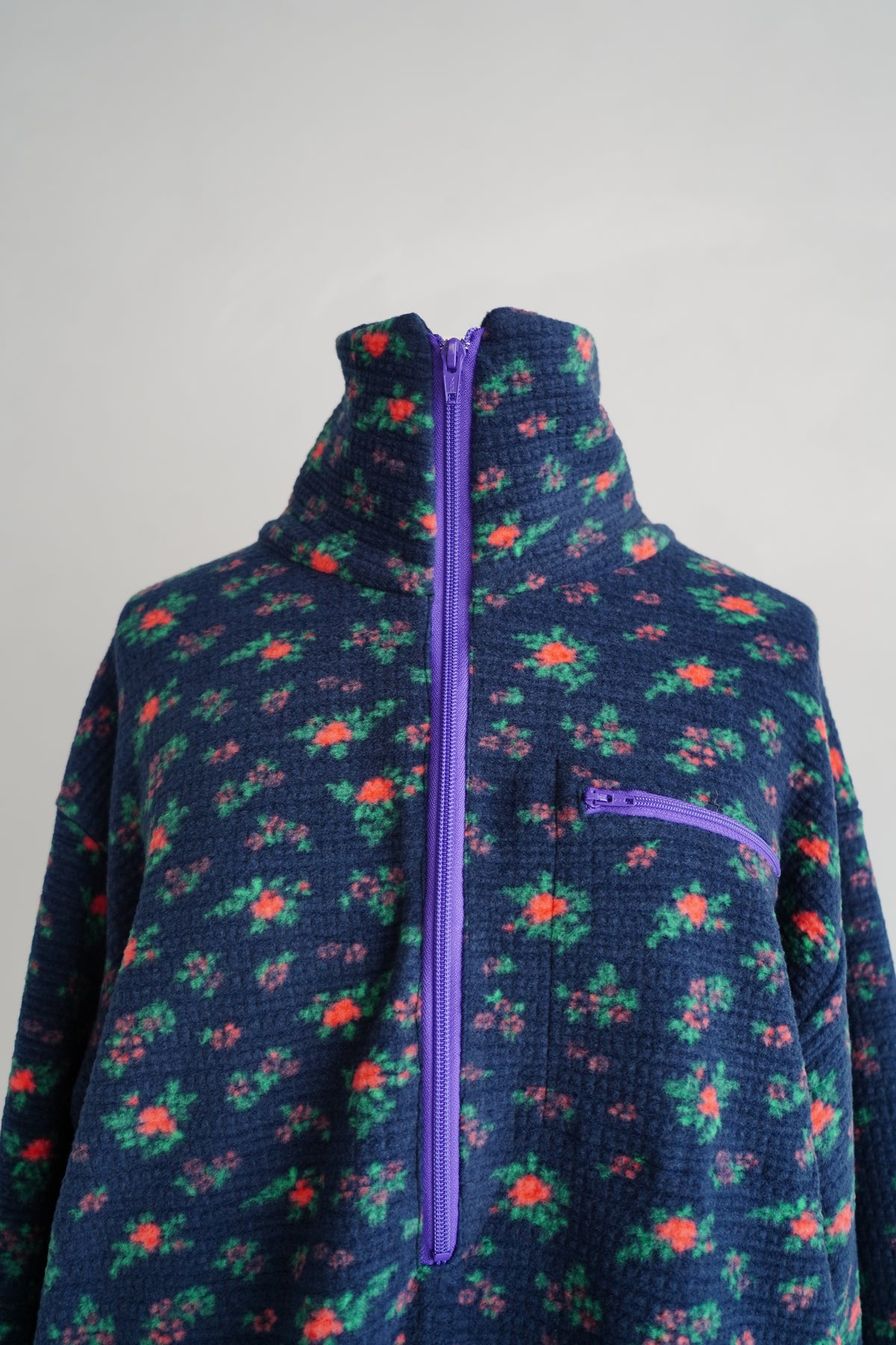 Flower Half-Zip Jacket / NAVY -11月25日発送-