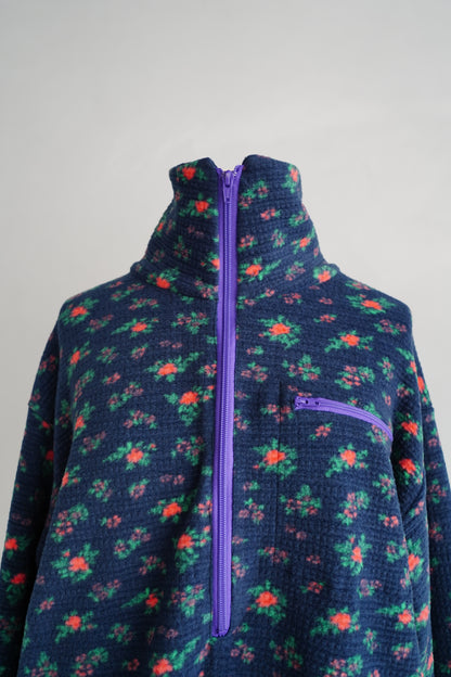 Flower Half-Zip Jacket / NAVY -11月25日発送-