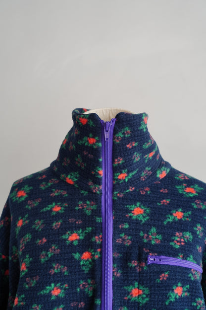 Flower Half-Zip Jacket / NAVY -11月25日発送-