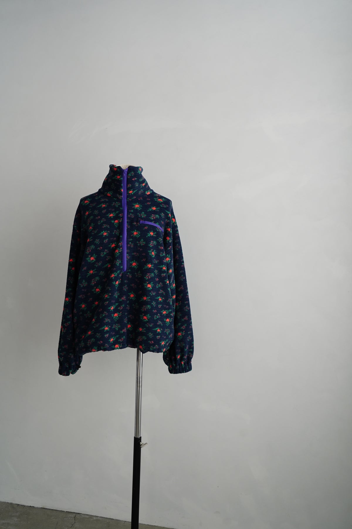 Flower Half-Zip Jacket / NAVY -11月25日発送-
