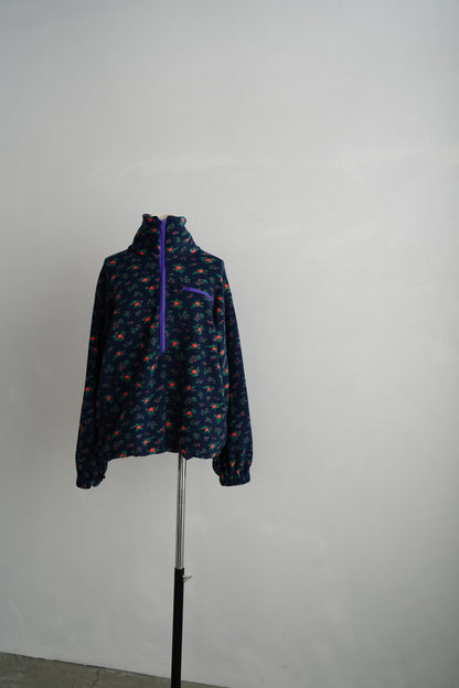 Flower Half-Zip Jacket / NAVY -11月25日発送-
