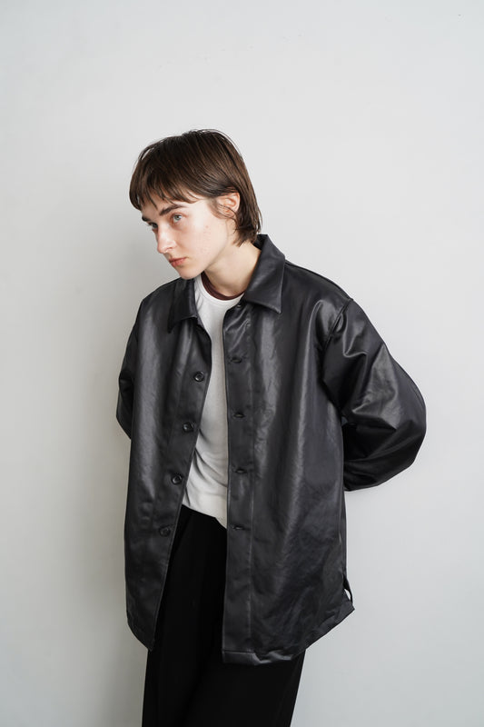 Ecoleather Shirts Jacket / BLACK -4月10日発送-