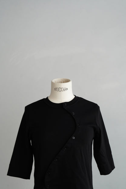 Asymmetric Buttons Cardigan / BLACK