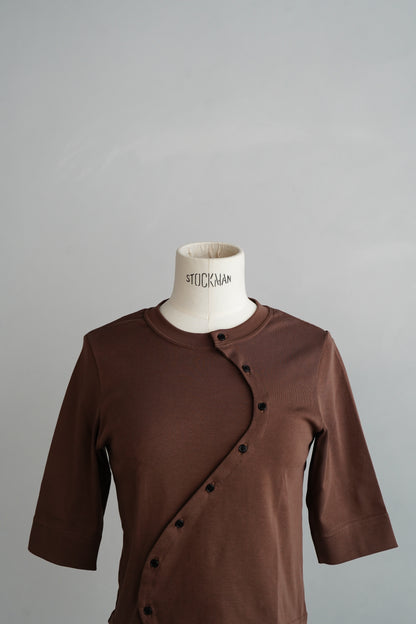 Asymmetric Buttons Cardigan / BROWN