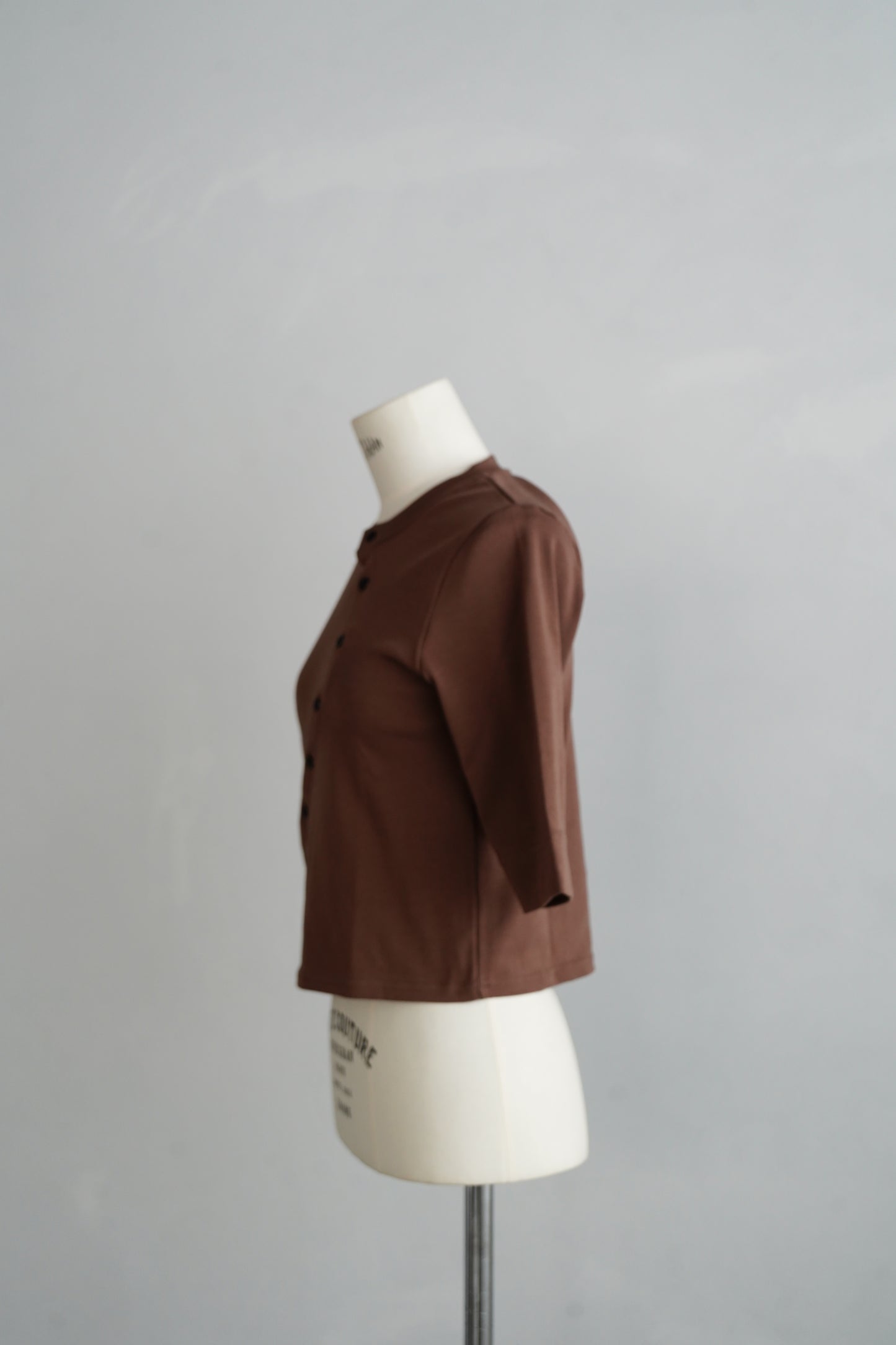 Asymmetric Buttons Cardigan / BROWN