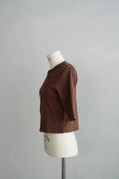 Asymmetric Buttons Cardigan / BROWN