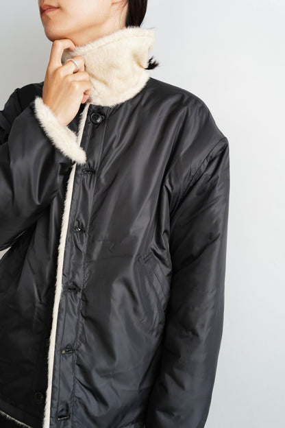 Reversible Fur Nylon Blouson / BLACKCREAM