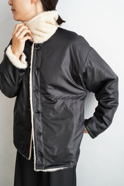 Reversible Fur Nylon Blouson / BLACKCREAM