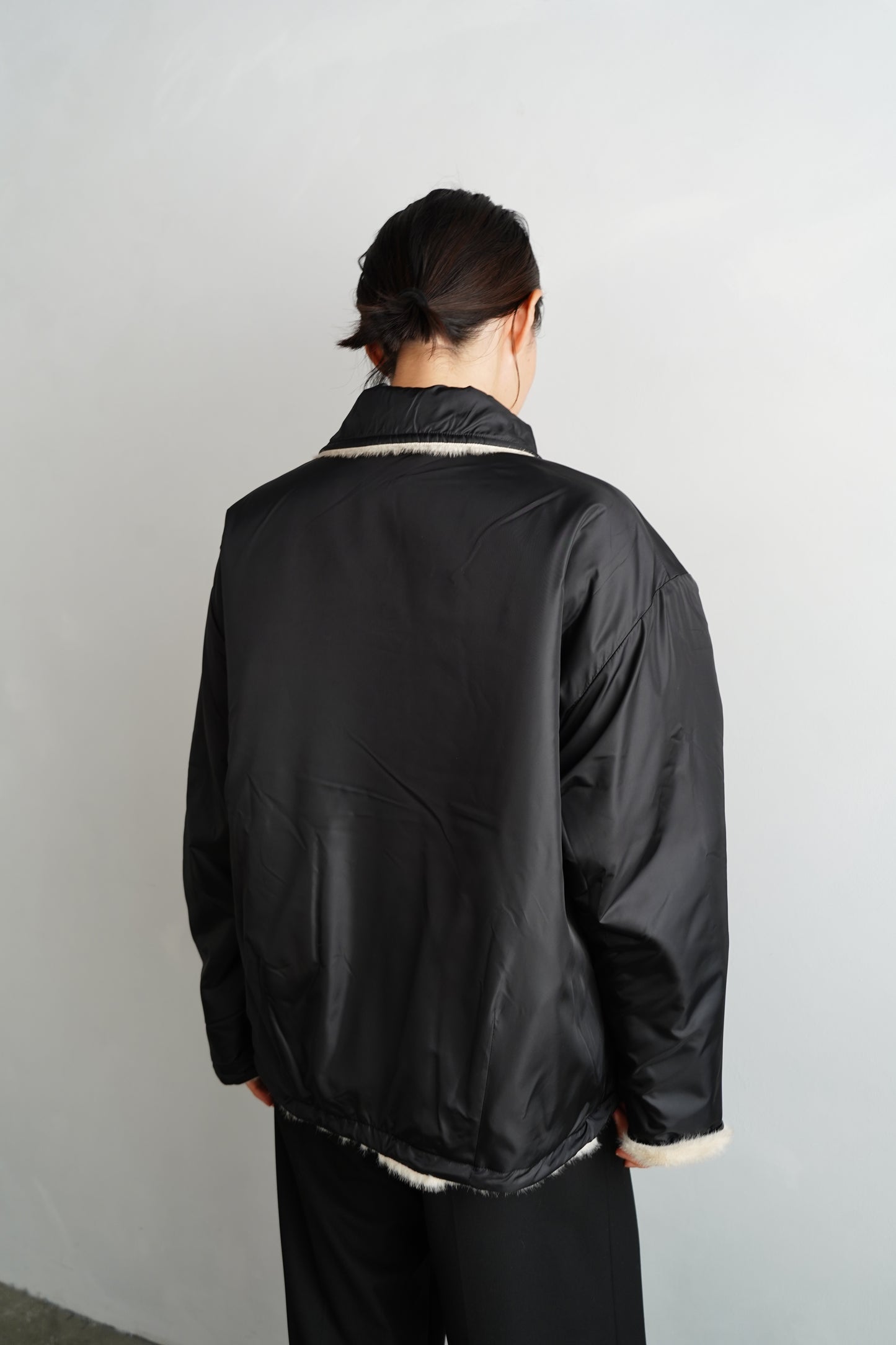 Reversible Fur Nylon Blouson / BLACKCREAM