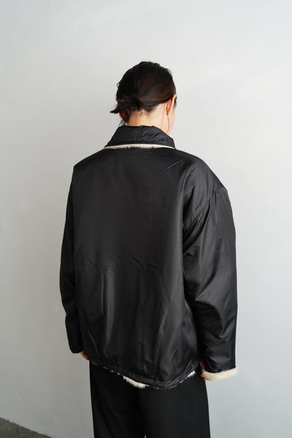 Reversible Fur Nylon Blouson / BLACKCREAM