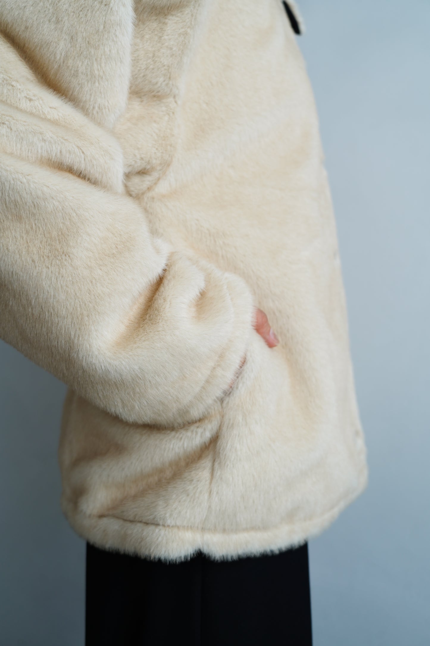 Reversible Fur Nylon Blouson / BLACKCREAM