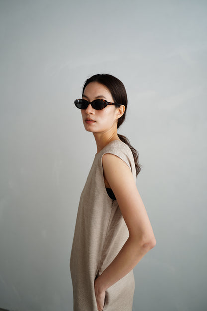 V Back Dress / BEIGE