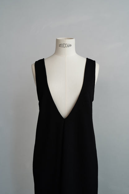 Vneck Jersey Dress / BLACK -9月15-20日発送-