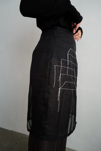 Organdy Draw Wrap Skirt / BLACK -9月10-15日発送-