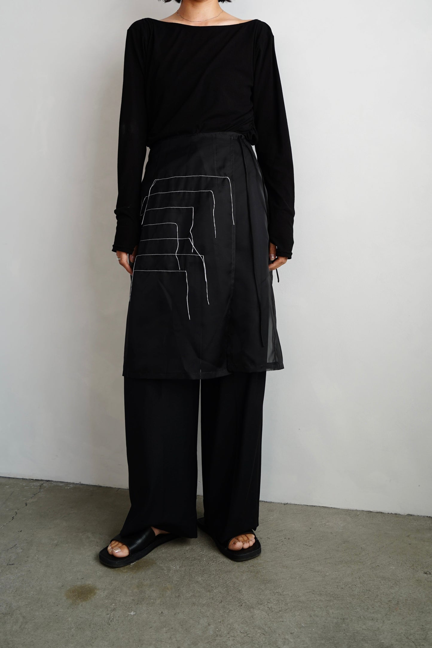 Organdy Draw Wrap Skirt / BLACK -9月10-15日発送-