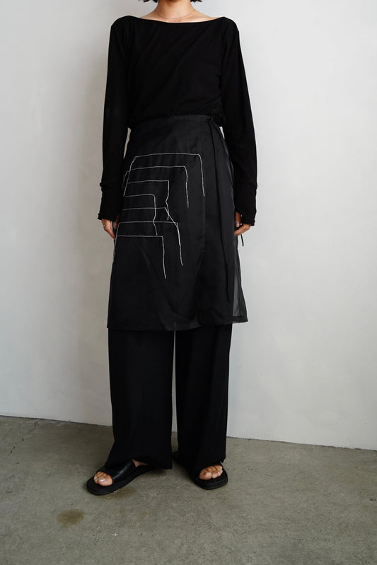 Organdy Draw Wrap Skirt / BLACK -9月10-15日発送-
