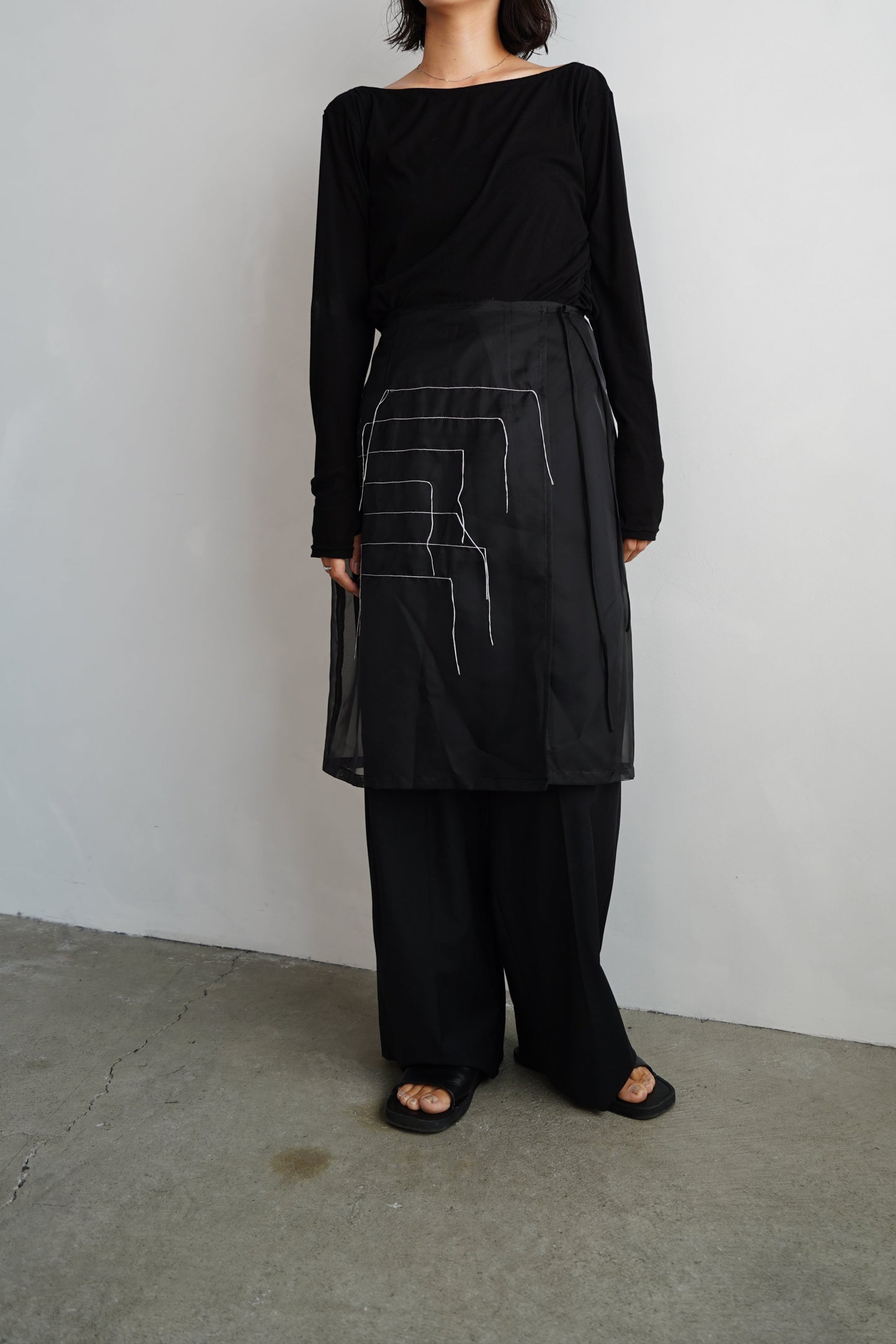 Organdy Draw Wrap Skirt / BLACK -9月10-15日発送-
