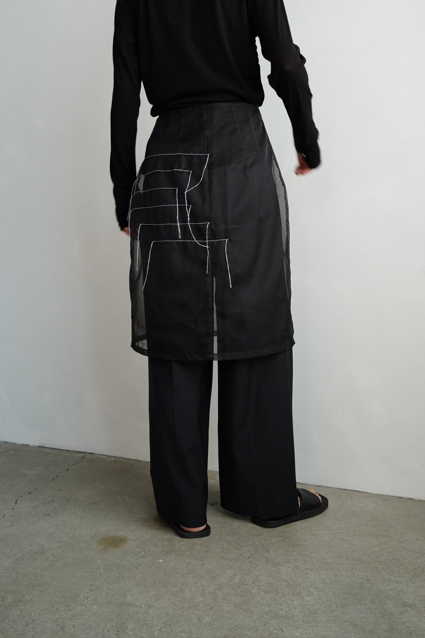 Organdy Draw Wrap Skirt / BLACK -9月10-15日発送-