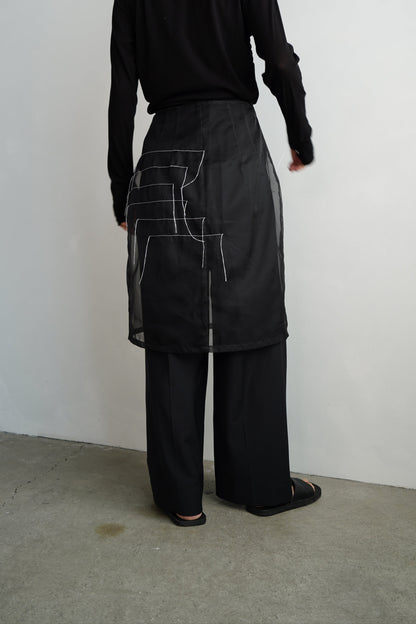 Organdy Draw Wrap Skirt / BLACK -9月10-15日発送-