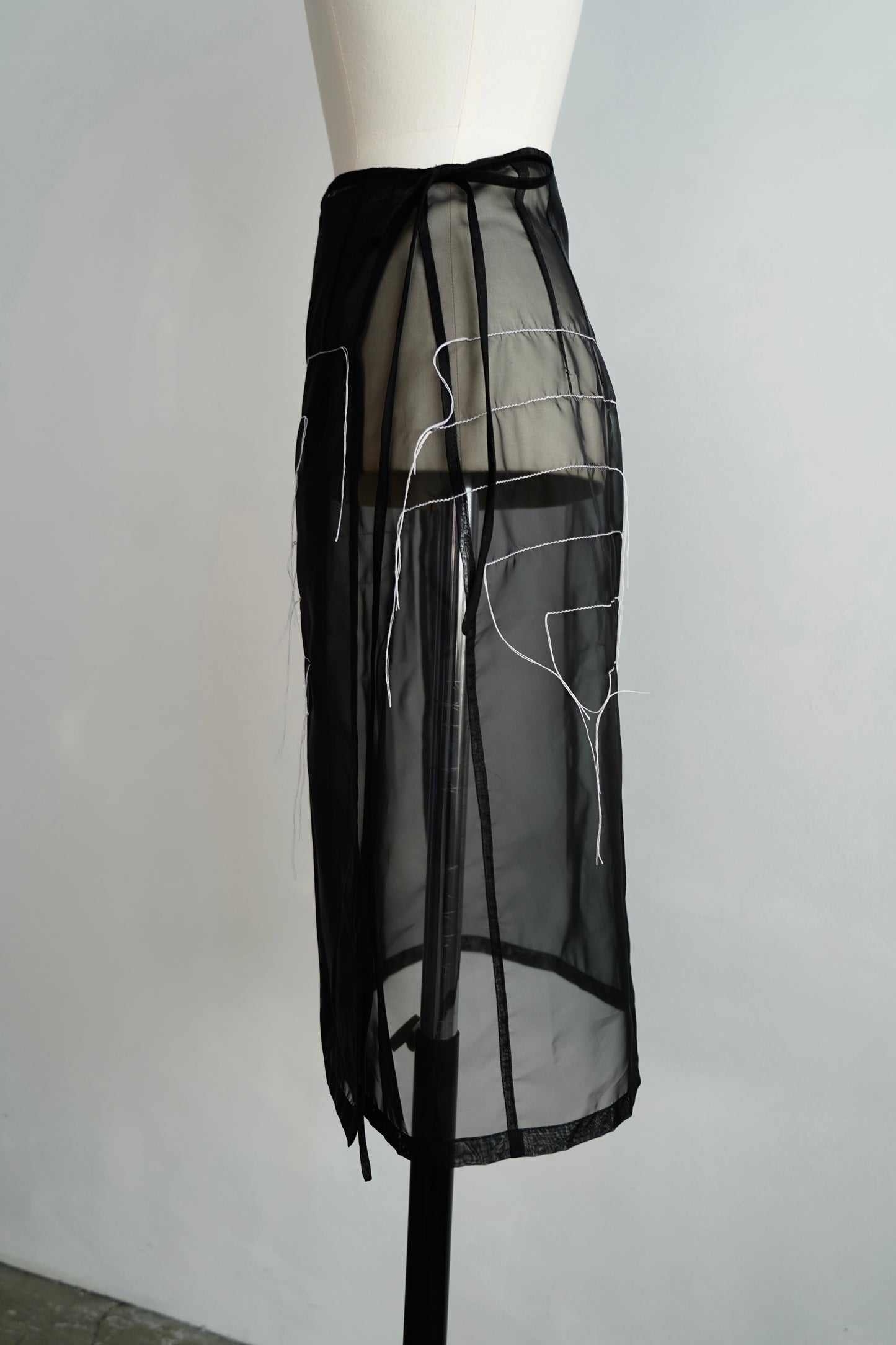Organdy Draw Wrap Skirt / BLACK -9月10-15日発送-
