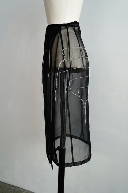 Organdy Draw Wrap Skirt / BLACK -9月10-15日発送-