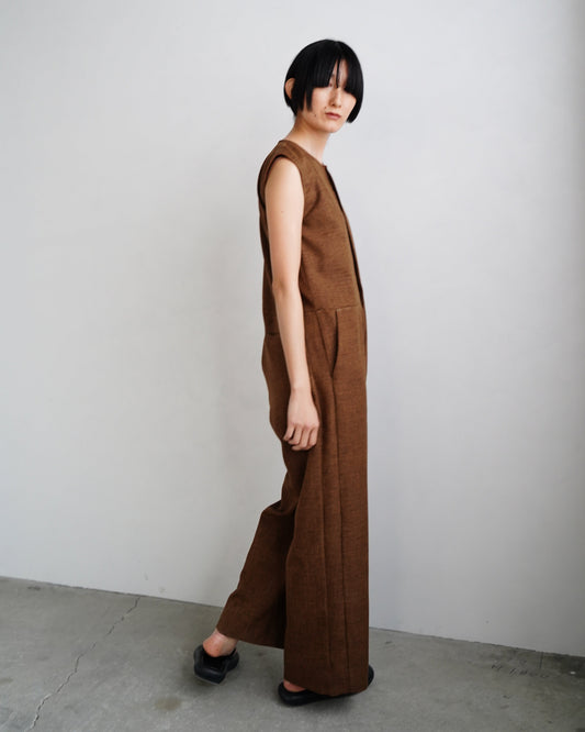 【SAMPLE SALE】Chambray Tweed All in One/BROWN(身長162㎝丈)
