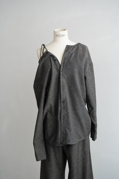 Nocollar Strap Shirts / GRAY -9月20−25日発送-