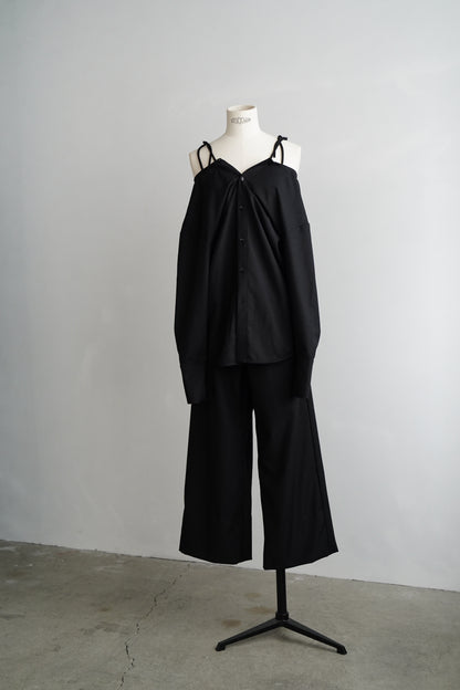Nocollar Strap Shirts / BLACK -9月20−25日発送-