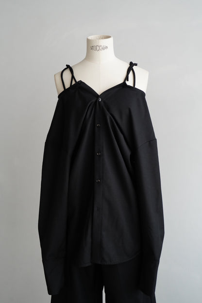 Nocollar Strap Shirts / BLACK -9月20−25日発送-