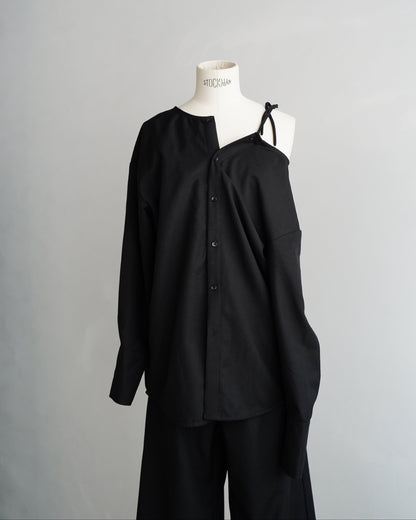 Nocollar Strap Shirts / BLACK -9月20−25日発送-