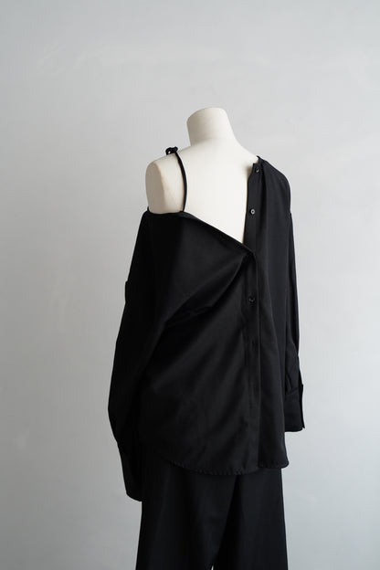 Nocollar Strap Shirts / BLACK -9月20−25日発送-