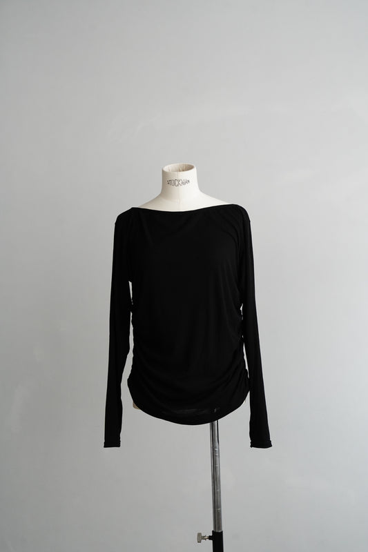 Shirring Pullover / BLACK