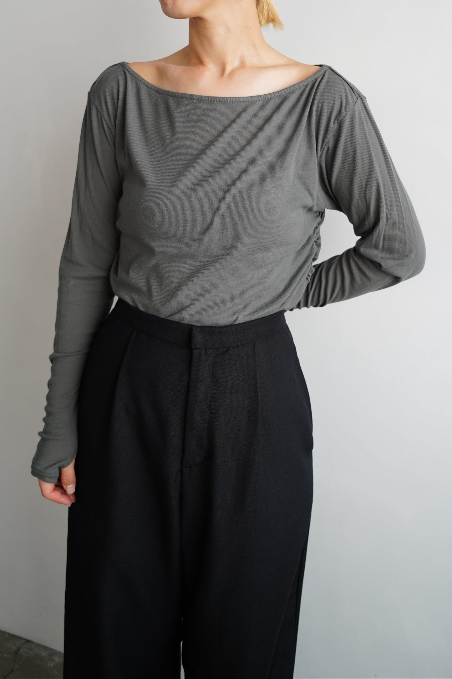 Shirring Pullover / GRAY