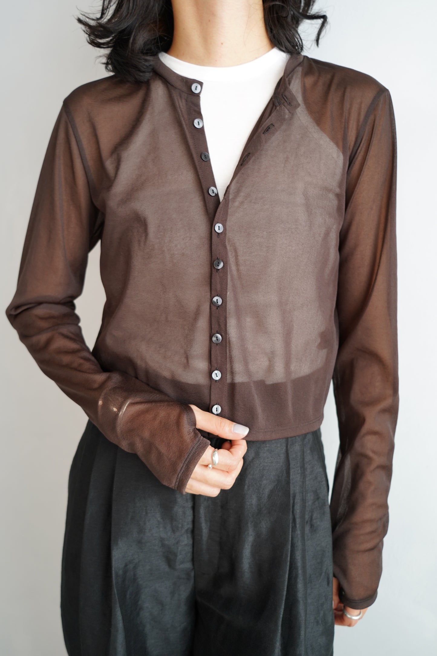 Sheer Cardigan / BROWN