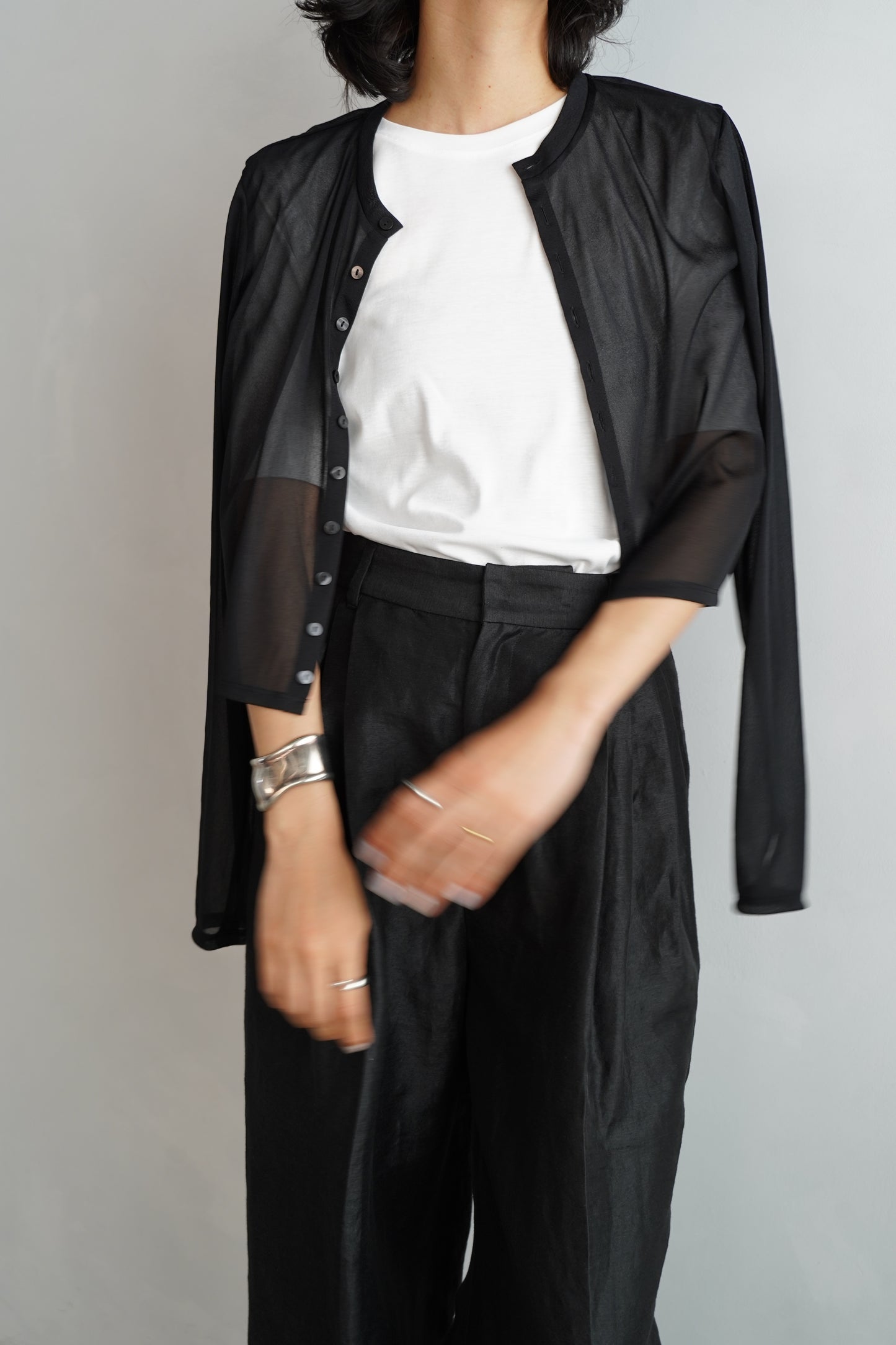 Sheer Cardigan / BLACK