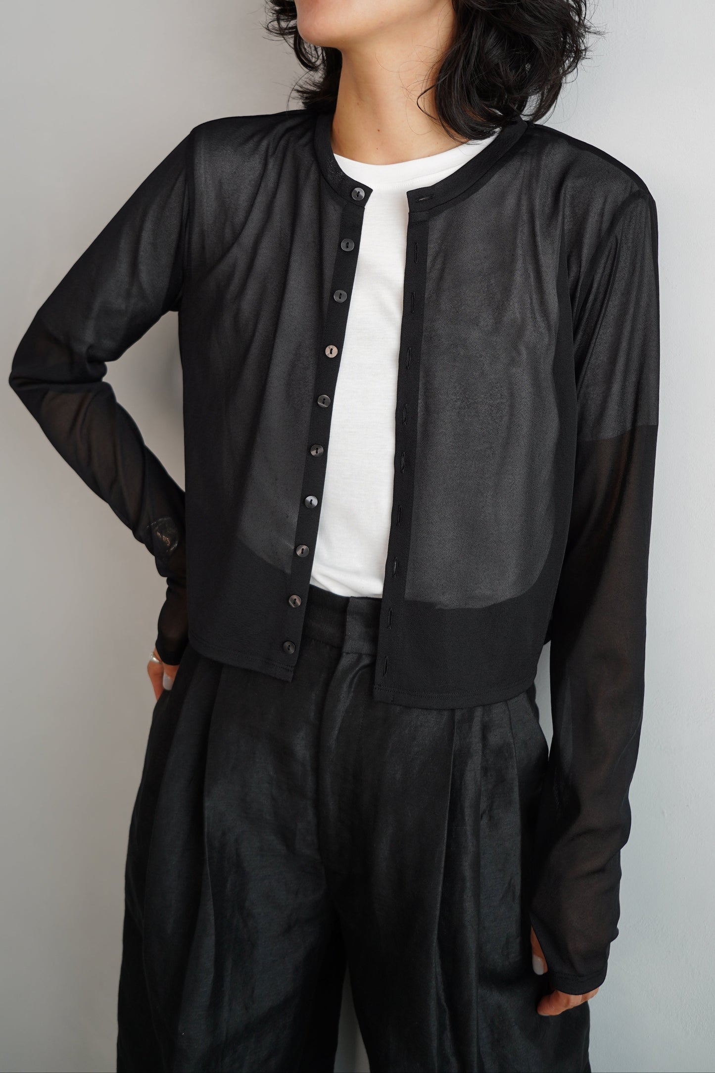 Sheer Cardigan / BLACK