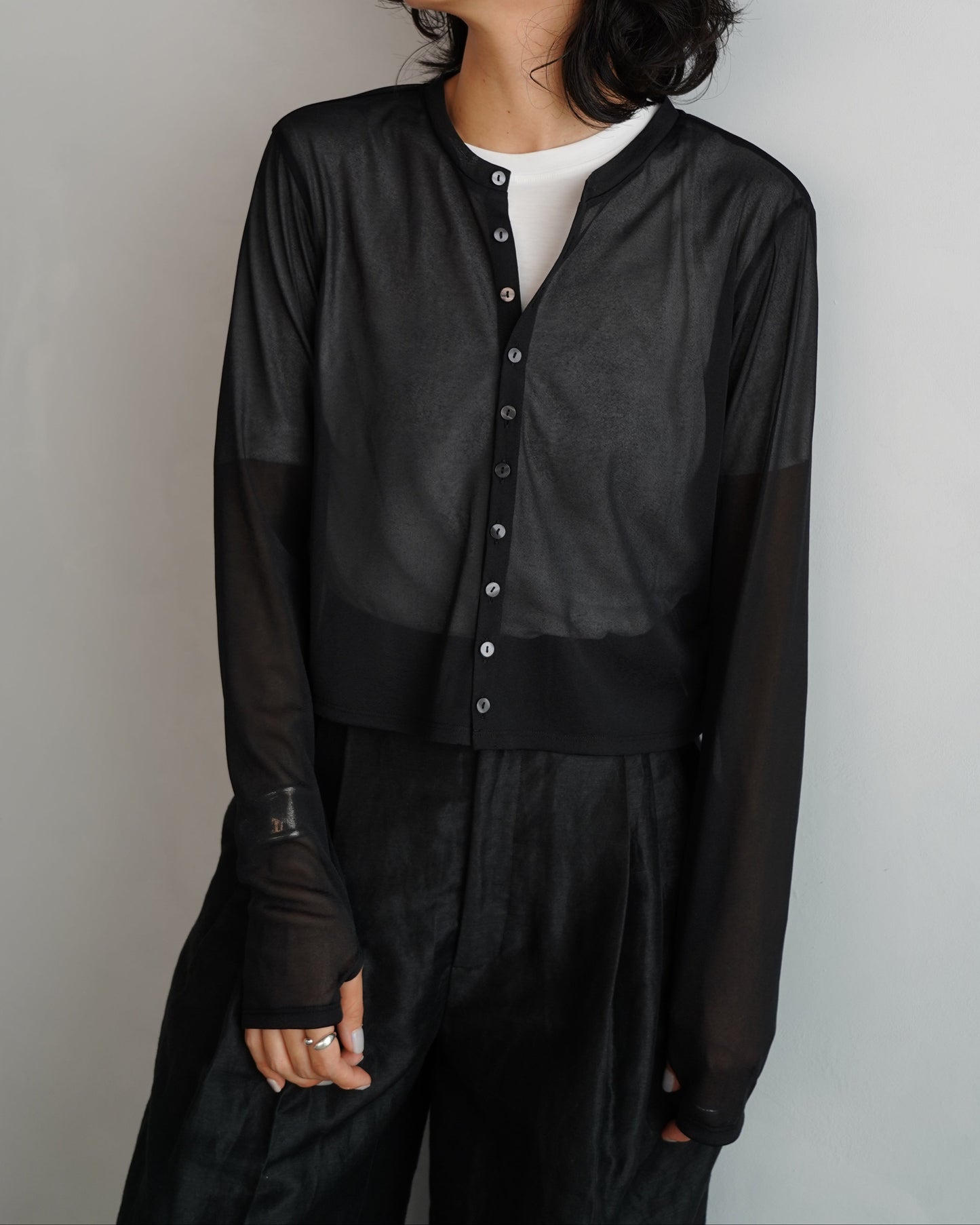 Sheer Cardigan / BLACK