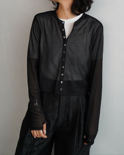Sheer Cardigan / BLACK
