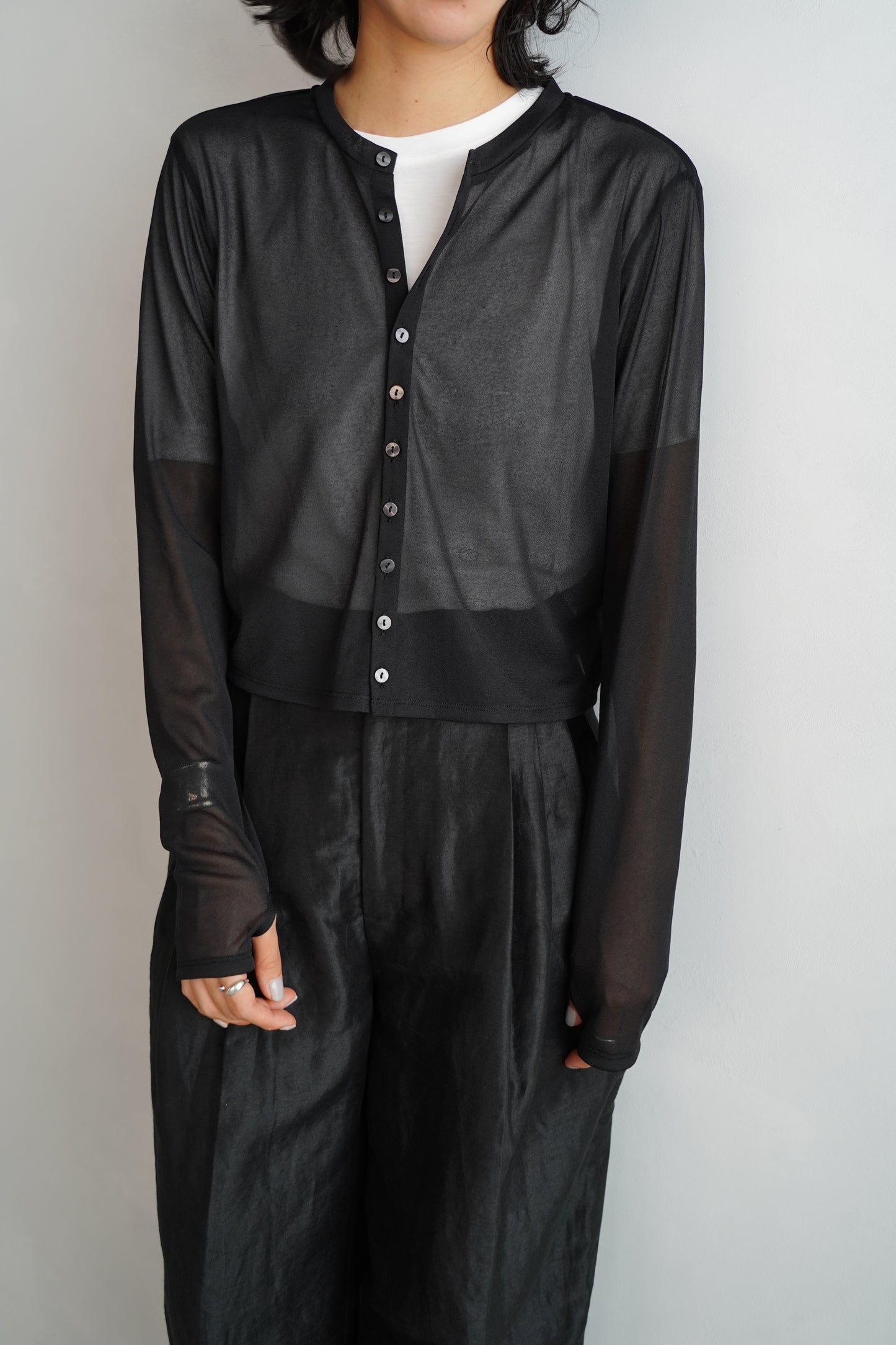 Sheer Cardigan / BLACK