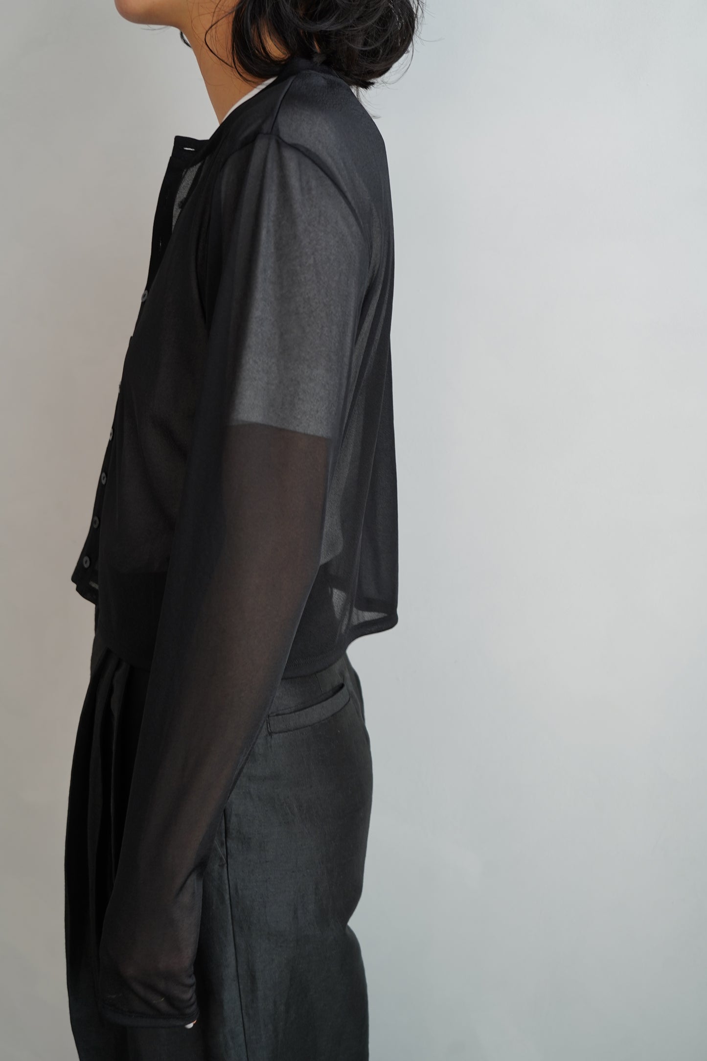 Sheer Cardigan / BLACK