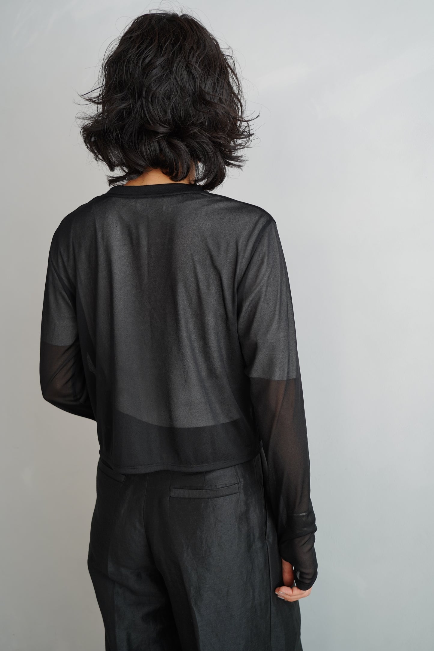 Sheer Cardigan / BLACK