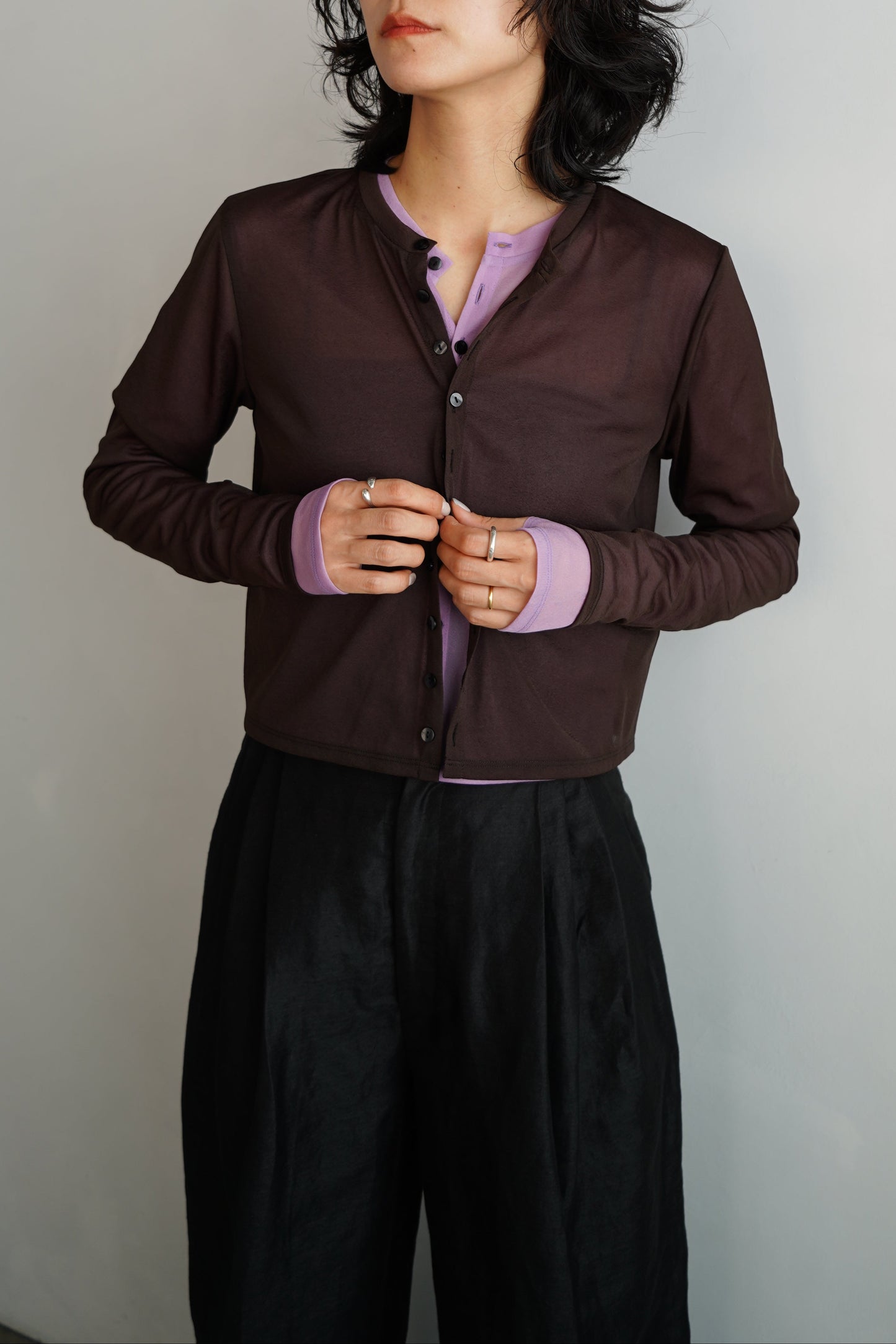 Sheer Cardigan / BROWN