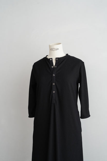 【期間限定販売】Rib Henley Onepiece / BLACK -7月6-10日発送 -