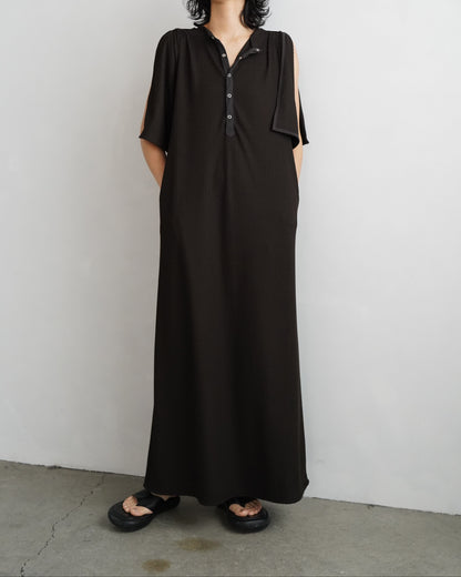 【期間限定販売】Rib Henley Onepiece / BROWN -7月6-10日発送 -