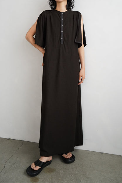【期間限定販売】Rib Henley Onepiece / BROWN -7月6-10日発送 -