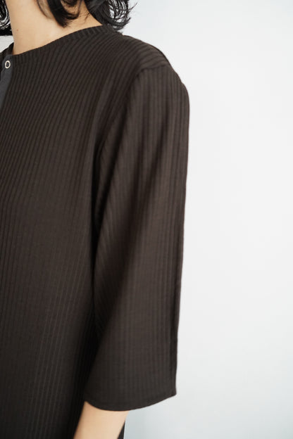 【期間限定販売】Rib Henley Onepiece / BROWN -7月6-10日発送 -