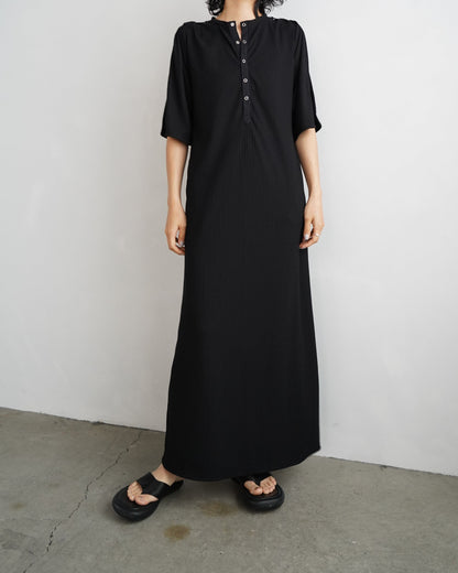 【期間限定販売】Rib Henley Onepiece / BLACK -7月6-10日発送 -