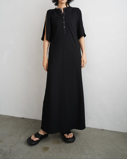 【期間限定販売】Rib Henley Onepiece / BLACK -7月6-10日発送 -