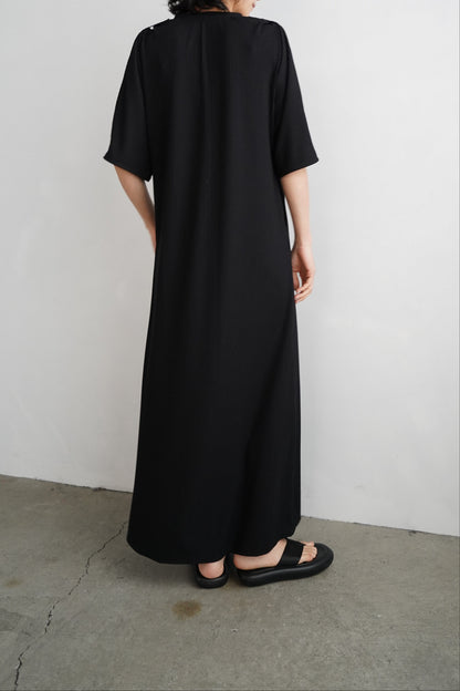 【期間限定販売】Rib Henley Onepiece / BLACK -7月6-10日発送 -